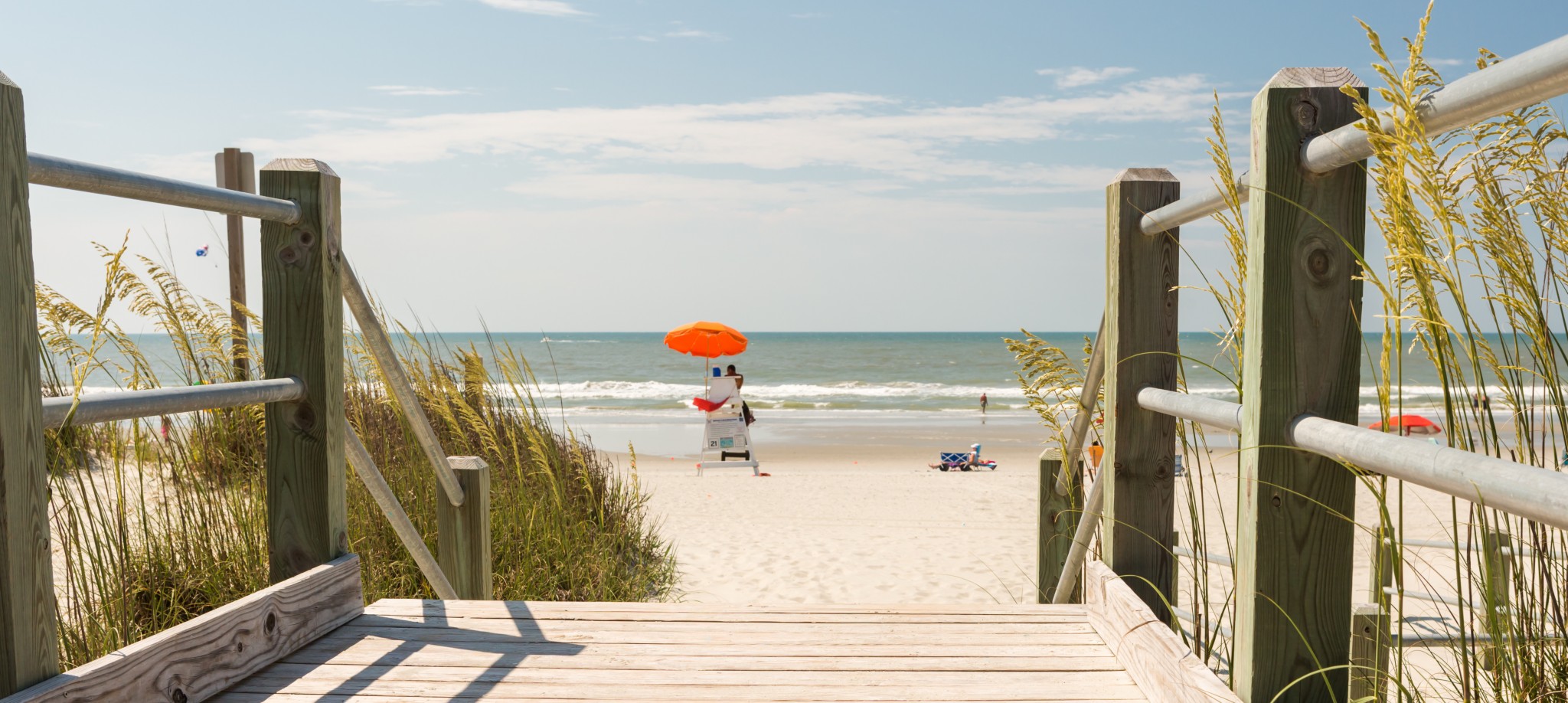 beachfront boardwalk on Folly Beach